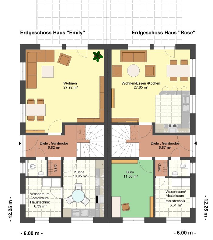 Kowalski Haus Doppelhaus Emily-Rose Grundriss - Erdgeschoss